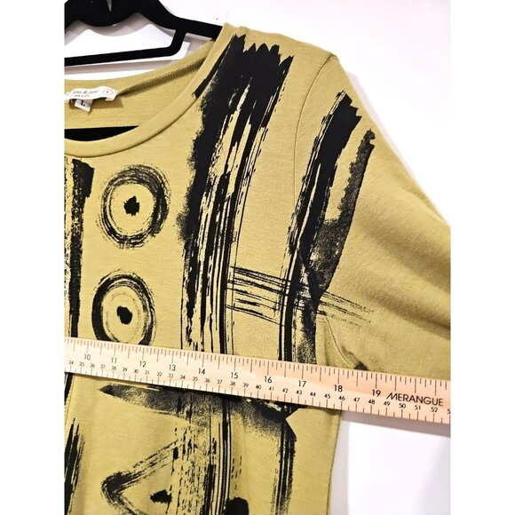 Jess & Jane USA Large Tunic Art to Wear V Neck Stretch Long Sleeve Top Artsy - Picture 5 of 6